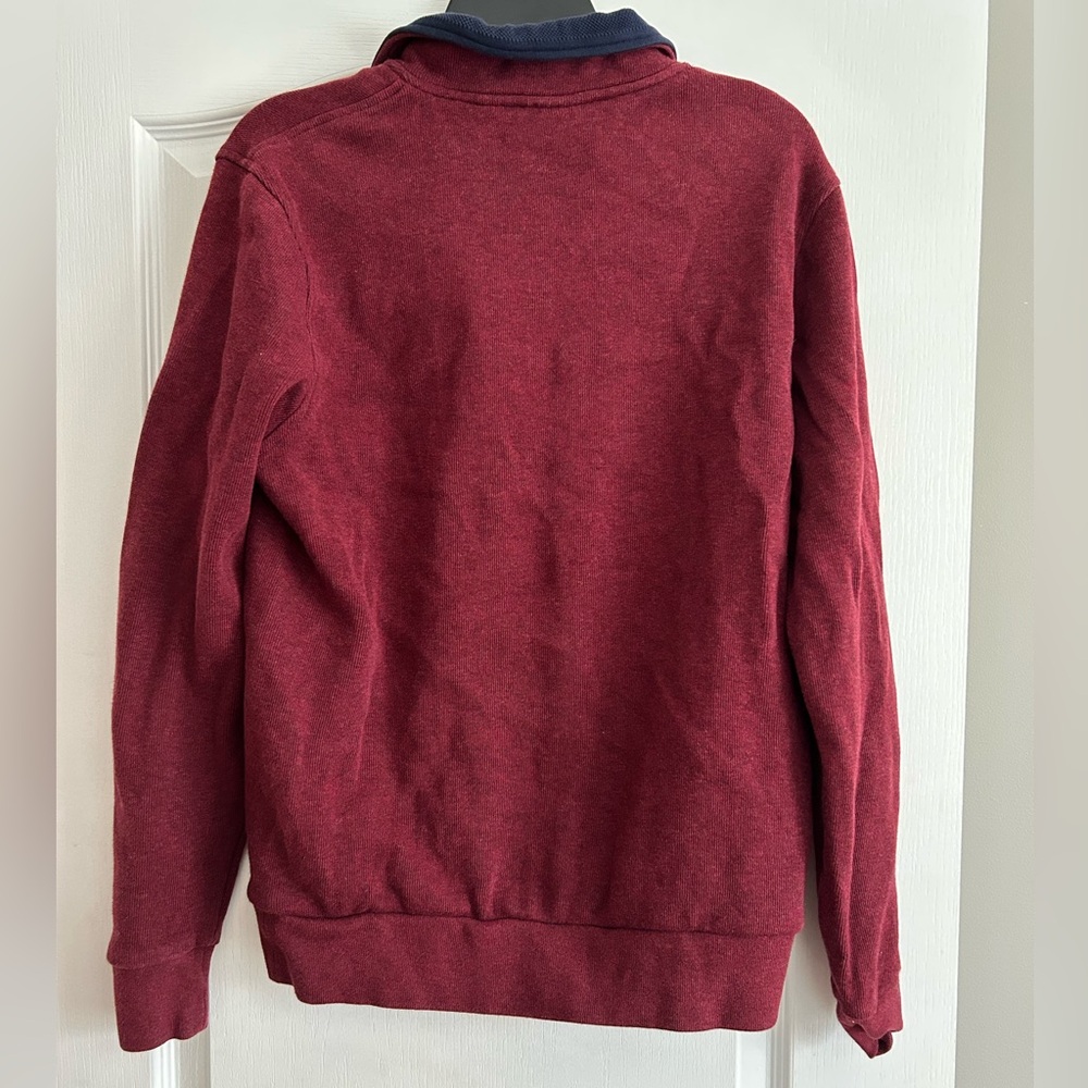 Lacoste Men’s Maroon Half-Zip Sweater with Navy Trim - Picture 3 of 3
